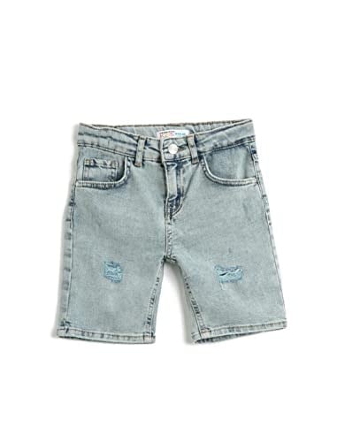 Kot Şort Bermuda Cepli Pamuklu - Slim Fit Beli Ayarlanabilir Lastikli
