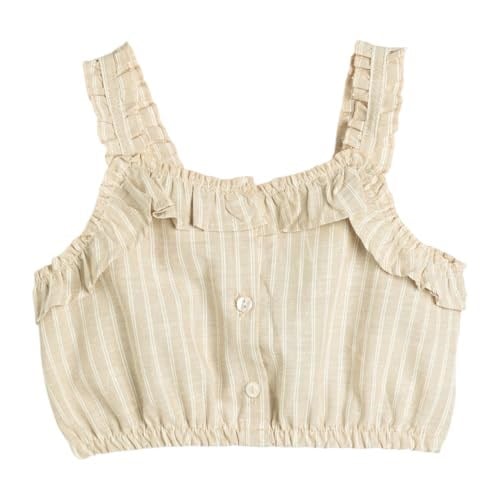 Koton Crop Bluz Askılı Fırfırlı Düğmeli