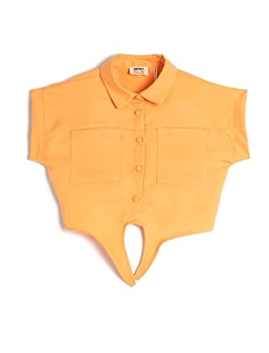 Koton Crop Gömlek Önden Bağlama Detaylı Kısa Kollu Cepli Modal Kumaş Crop Gömlek Önden Bağlama Detaylı Kısa Kollu Cepli Modal Kumaş Kız çocuk