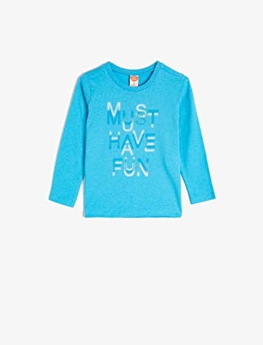 Koton Erkek Çocuk Uzun Kollu Bisiklet Yaka Yazılı Baskılı T-Shirt