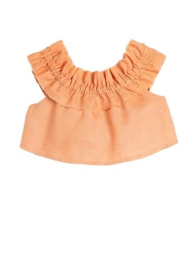 Koton Keten Bluz Crop Düşük Omuz Fırfırlı