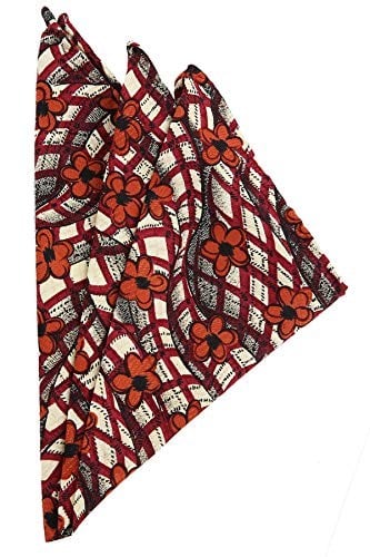 Kravatkolik Krem - Bordo Motif Baskılı İpek Mendil SPS138