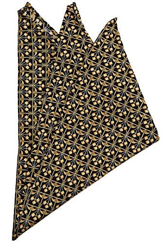 Kravatkolik Sarı - Lacivert Motif Baskılı İpek Mendil SPS405