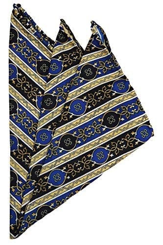 Kravatkolik Sarı - Lacivert Motif Baskılı İpek Mendil SPS373