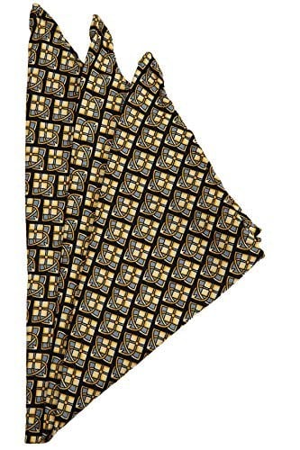Kravatkolik Sarı - Lacivert Motif Baskılı İpek Mendil SPS400