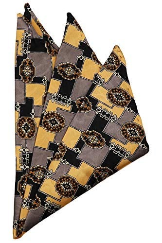 Kravatkolik Sarı - Siyah Motif Baskılı İpek Mendil SPS321