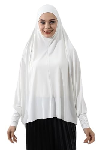 Krem Hazır Pratik Sultanbaş Tesettür Kollu Penye Sufle Eşarp Hijab