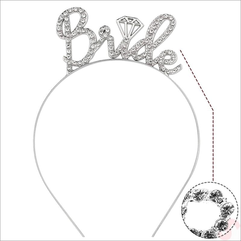 Kristal Parlak Taşlı Metal Bride Taç - Gümüş