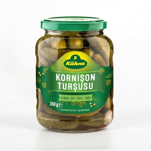 Kühne Alman Tarzı Gherkin Turşu Tatlı Tatlı Cam Kavanoz 350 ml