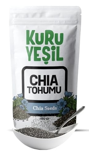 Kuru Yeşil%100 Doğal Glutensiz Chia Tohumu - Yüksek Lif ve Protein Kaynağı Çiya Tohumu - Sindirimi Destekler, Smoothie, Yoğurt ve Salatalar İçin Chia Tohumu - 150 gr
