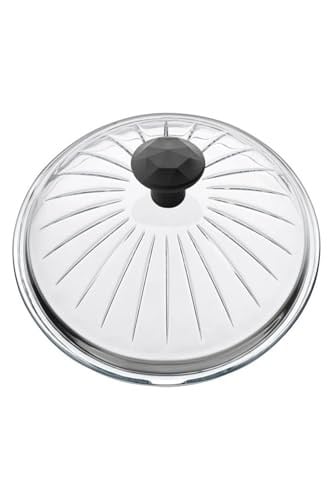 L K Laurel Kitchen Borcam Kapak Isıya Dayanıklı Tava Tencere ve Sahan Uyumlu Tepelikli Şık Desenli 24 cm Kapak