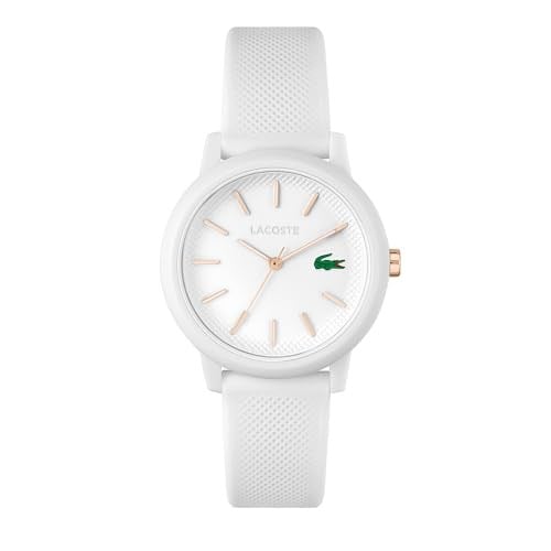 Lacoste Lacoste.12.12'den Erkekler veya Kadınlar için Analog Kuvars Saat. Koleksiyon, Petit Piqué Dokulu şık Silikon bileklik içerir