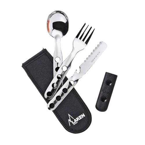 Laken Lk1410Fn Çelik Çatal Kaşık Bıçak 3'Lü Set Ve Neopren Kılıflı, Gri