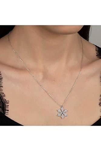 Lapidaria Kar Tanesi Gümüş Kaplamalı Zirkon Taşlı Kolye