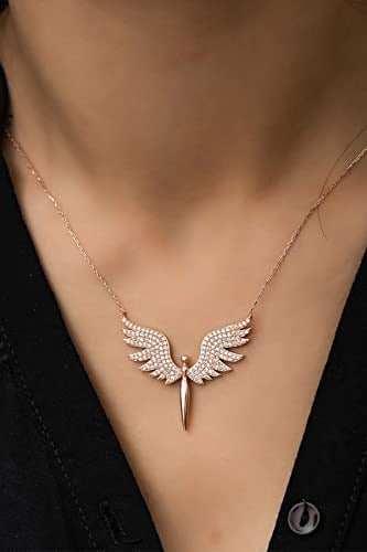 Lapidaria Melek Model Altın Kaplama Zirkon Taşlı Kolye