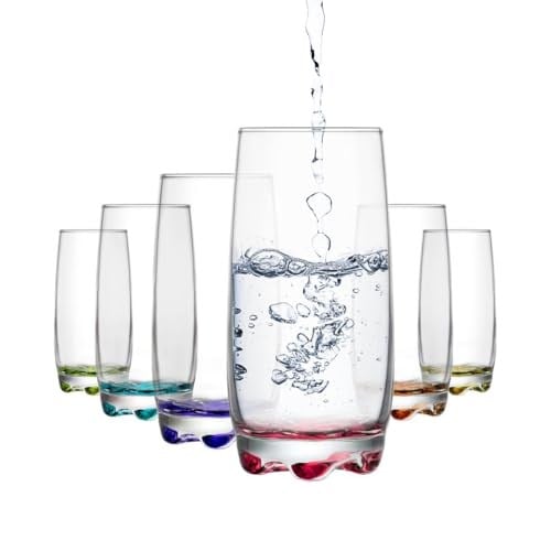 lav Sapsız Cam Şampanya Flüt Seti - Renkli İçme, Kokteyl, Su Bardakları 368 ml - Prosecco, Mimoza - Düğün, Gelin için Şeffaf Kristal Şarap Barı Bardakları (Güncellenmiş Tasarım | Büyük 368 g)