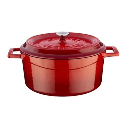 Lava Döküm Yuvarlak Tencere, Trendy, 24 cm, 4.49 L Hacim, Kırmızı