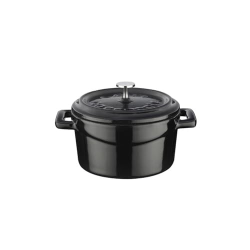Lava Metal Döküm Mini Tencere, 10 cm, 0.35 L Hacim, Siyah