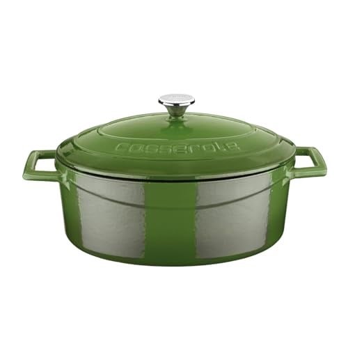 Lava Metal Oval Döküm Tencere, 25 cm, Yeşil