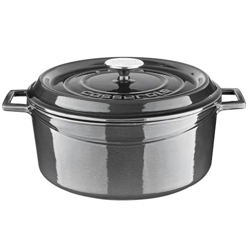 Lava Metal Premium Serisi - Döküm Yuvarlak Tencere, 28 cm, Majolik Gri
