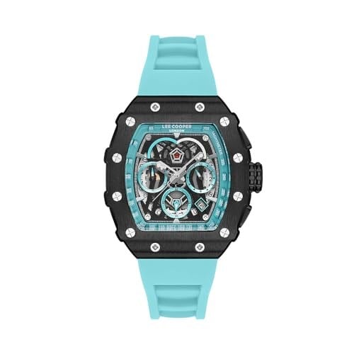 LEE COOPER Erkek Multifonksiyon, 46 mm, Siyah Mavi Mavi