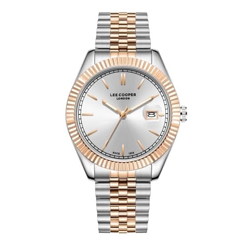 LEE COOPER, GÜMÜŞ KASA, ALTIN GÜMÜŞ KORDON, MULTİFONKSİYON, QUARTZ, 41MM, 3ATM, ERKEK KOL SAATİ, LC07215