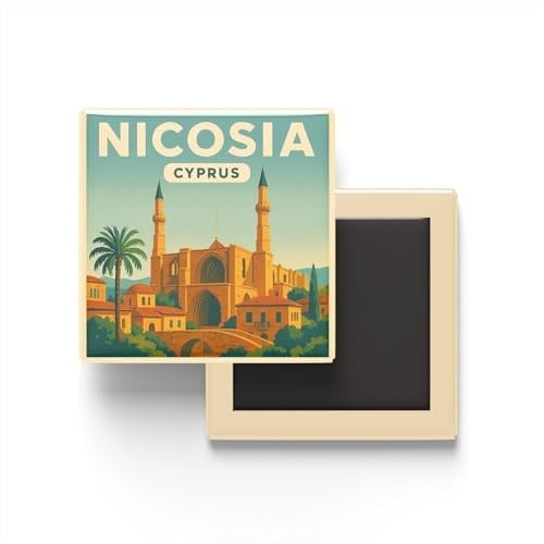 Lefkoşa Kıbrıs - Selimiye Camii - Baskılı Buzdolap Magneti Kare 9x9 cm