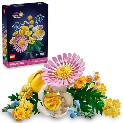 LEGO Botanicals Küçük Sarı Buket 10347-9 Yaş ve Üzeri Kız ve Erkek Çocuklar için Papatya, Şakayık ve Lale Dahil Yapay Çiçekler İçeren Yaratıcı Dekoratif Çiçek Buketi Yapım Seti (373 Parça)