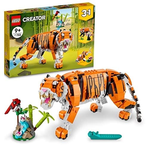 LEGO Creator 3’ü 1 Arada Muhteşem Kaplan 31129 – 9 Yaş ve Üzeri Kız ve Erkek Çocuklar için Doğum Günü Hediyesi Fikri, Kaplan, Kırmızı Panda ve Koi Balığı İçeren Yaratıcı Oyuncak Yapım Seti (755 Parça)