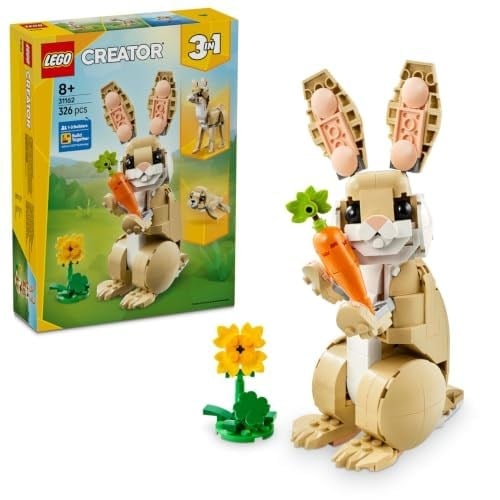 LEGO Creator 3’ü 1 Arada Sevimli Tavşan 31162-8 Yaş ve Üzeri Çocuklar için Lama ve Fok Figürüne Dönüşebilen Yaratıcı Oyuncak Yapım Seti, Doğum Günü Hediyesi (326 Parça)
