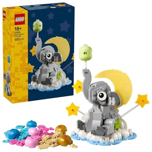 LEGO Gökyüzündeki Yavru Fil 40814 – Yetişkinler için Bulut Tabanı Üzerinde İnşa Edilebilen Yavru Fil İçeren Dekoratif Model Yapım Seti, Cinsiyet Açıklama Partisi veya Hatıra Hediyesi Fikri (402 Parça)