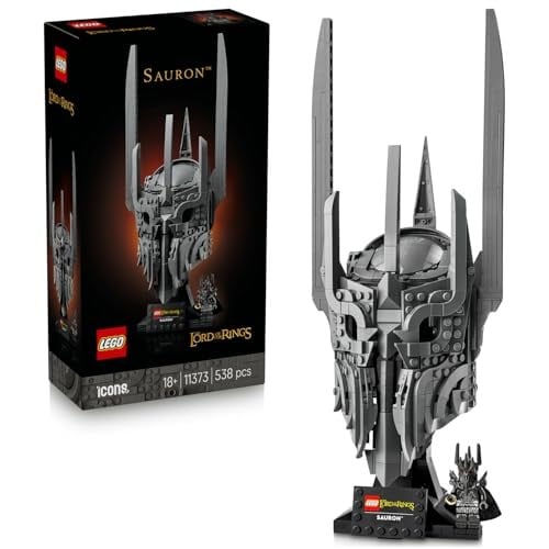 LEGO Icons Yüzüklerin Efendisi: Sauron'un Miğferi 11373 | Yetişkinler için Minifigür ve Sergileme Standı İçeren Dekoratif Model Yapım Seti, Hediye Fikri (538 Parça)