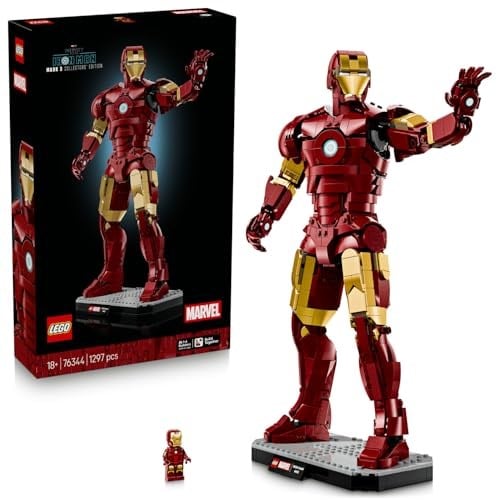 LEGO Marvel Iron Man Mark 3 Koleksiyoncu Versiyonu 76344 | Yetişkinler için Duruşu Ayarlanabilir Iron Man Minifigürü İçeren Model Yapım Seti, Hediye Fikri (1297 Parça)