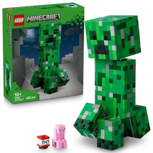 LEGO Minecraft Creeper 21276 - Video Oyunu Seven 10 Yaş ve Üzeri Çocuklar için Yaratıcı Aksiyon Figürü Yapım Seti, Doğum Günü Hediyesi (665 Parça)