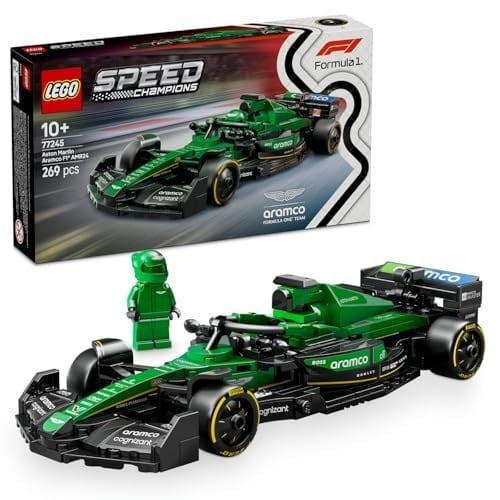 LEGO Speed Champions Aston Martin Aramco F1 AMR24 Yarış Arabası 77245 – 10 Yaş ve Üzeri için Koleksiyonluk Sürücü Minifigürü İçeren Yapım ve Sergileme Seti, Babalar Günü Hediyesi (269 Parça)
