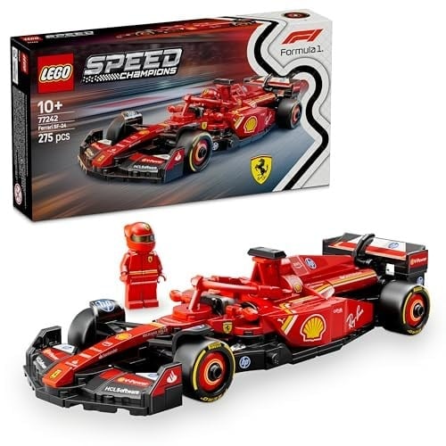 LEGO Speed Champions Ferrari SF-24 F1 Yarış Arabası 77242 – 10 Yaş ve Üzeri Kız ve Erkek Çocukları için Koleksiyonluk Sürücü Minifigürü İçeren Yapım Seti, Motor Hayranları için Model Kiti (275 Parça)