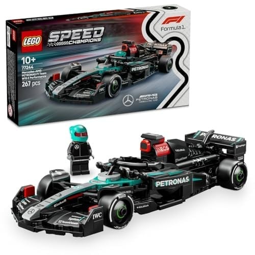 LEGO Speed Champions Mercedes-AMG F1 W15 Yarış Arabası 77244 – 10 Yaş ve Üzeri Kız ve Erkek Çocukları için Koleksiyonluk Sürücü Minifigürü İçeren Yapım Seti ve Sergileme Seti (267 Parça)