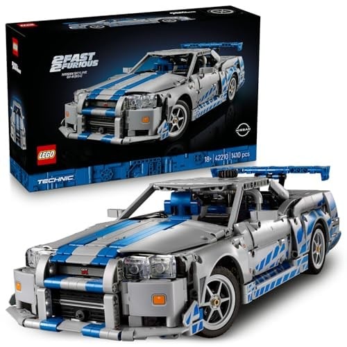 LEGO Technic Daha Hızlı Daha Öfkeli Nissan Skyline GT-R (R34) Araba 42210 - Yetişkinler için Dekoratif Araba Modeli Yapım Seti, Doğum Günü Hediyesi (1410 Parça)