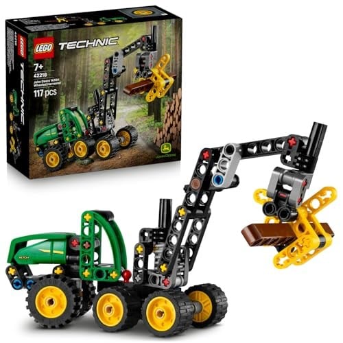 LEGO Technic John Deere 1470H Tekerlekli Orman Makinesi 42218 | 7 Yaş ve Üzeri Kız ve Erkek Çocuklar için Çalışan Kepçe ve Kütük İçeren Oyuncak Yapım Seti, Hediye Fikri (117 Parça)