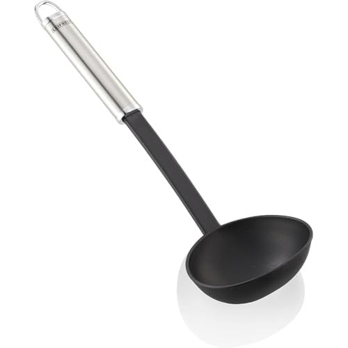 Leifheit Kepçe 32 cm naylon Sterling serisi, paslanmaz çelik ve naylondan çorba kepçesi, çiziksiz pişirmek için, oval saplı ve pratik asma halkalı, sos kaşığ - Seçenekler: Kepçe, Sebze kaşığı, spatula