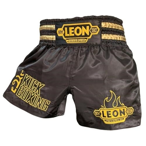 Leon Kick Boxing Nakışlı Kick Boks Şortu Siyah