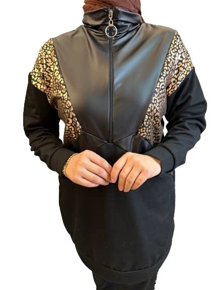 leopar detay deri takım