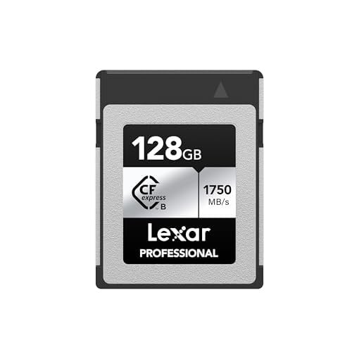 Lexar 128GB Profesyonel CFexpress Tip B Gümüş Serisi Hafıza Kartı, Fotoğrafçılar, Videografçılar, 1750/1300 MB/sn'ye kadar, 8K Video (LCXEXSL128G-RNENG)