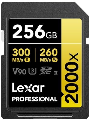 Lexar 256GB Profesyonel 2000x SDXC Hafıza Kartı, UHS-II, C10, U3, V90, Full-HD ve 8K Video, 300MB/s'ye Kadar Okuma, DSLR, Sinema Kalitesinde Video  - Seçenekler: 256GB, 128GB, 10'lu Paket, Tek Kişilik