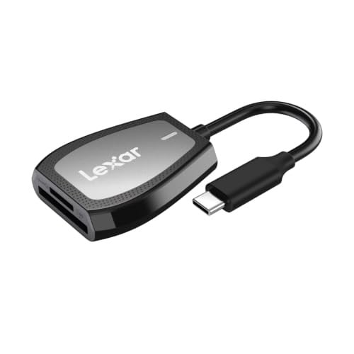 Lexar Profesyonel çift yuvalı okuyucu, USB-C bağlantılı, SD ve microSD kartlar için, UHS-I siyah