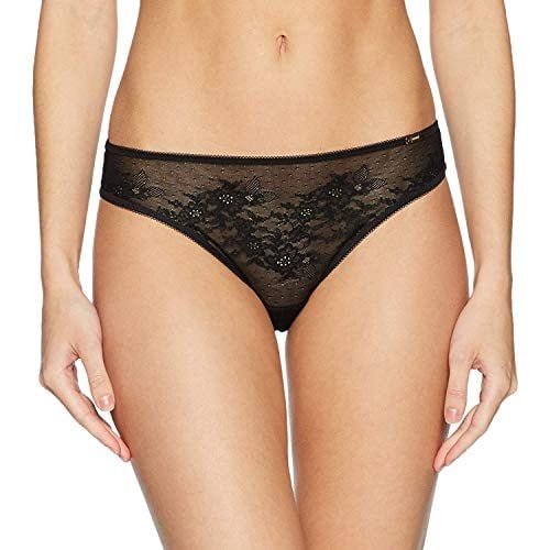 LEXWEAR Kadınlar için parlak dantelli külot. Siyah M