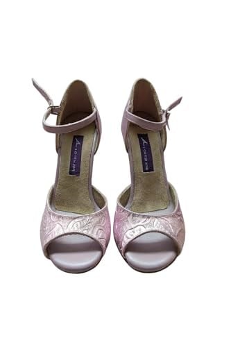 LİLA YILDIZ TOZU DOKULU TANGO, DANS VE SALON AYAKKABISI 9,5 CM 15 PONT KONİ MODEL TOPUK KAPALI - Bedenler: 37 EU, 39 EU