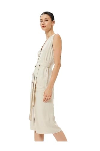 Linen Blend Sleeveless Midi Dress