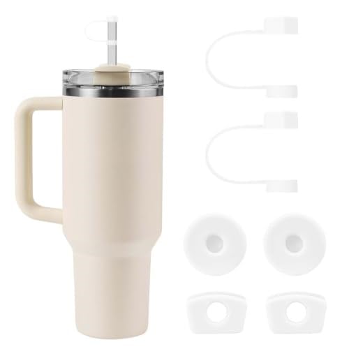 Linsaner Stanley Bardak Aksesuarları ile Uyumlu Silikon Hasır Toppers 2,0, 30 oz / 40 oz Şeffaf Hasır Kapaklı Bardaklar (2'li Paket) | 2.0 için, 30 oz/1,134 g Stanley Hasır Kapaklı Bardaklar