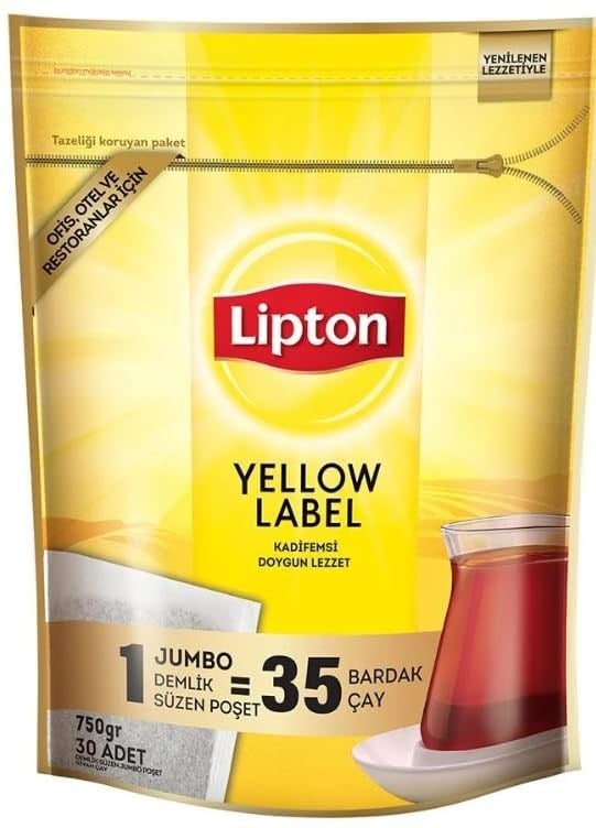 Lipton Yellow Label Jumbo Demlik Poşet Çay, 30'lu, 750 G (30x25G)